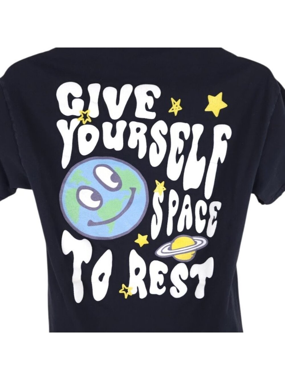 Give Yourself Space T Shirt Mens Size Medium Black Earth Planet Streetwear